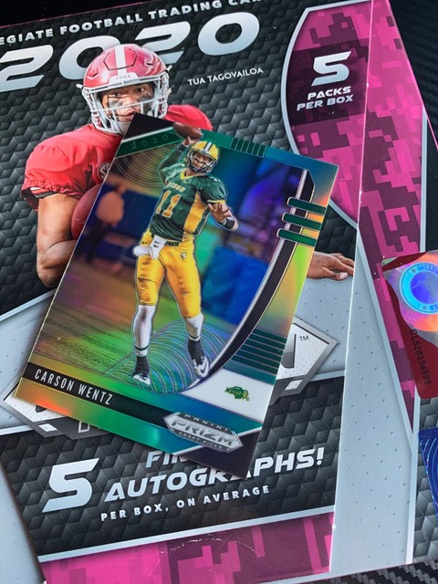 2020 CARSON WENTZ PANINI PRIZM DRAFT PICKS YELLOW GREEN ...