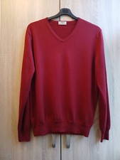 TM LEWIN 100% MERINO WOOL V-NECK SWEATER, BURGUNDY WINE, SIZE S, NEW