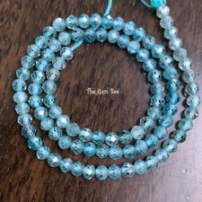 3.8mm Rare Blue Zircon Faceted Round Rondelle Beads 13" Strand