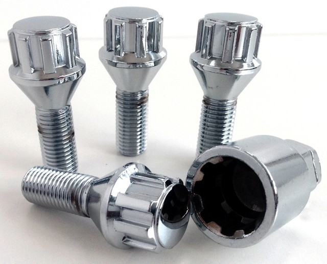 Set of Alloy Wheel Locking Bolts. M12 X 1.5 Taper 17mm Hex Lock Nuts