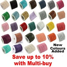 Round Waxed Cotton Cord - 1mm 1.5mm and 1.5mm to 2mm - Choose Length and Colour