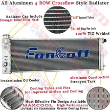 4 Row Aluminum Radiator For 1991-2001 Jeep Cherokee XJ Comanche 2.5L 4.0L AT