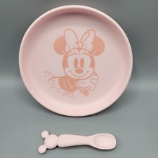 Disney Baby Minnie Mouse Silicone Plate  Spoon Set Pink