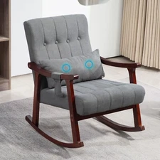 Upholstered Rocking Chair Single Sofa Accent Rocker Lounge Chair with Storage