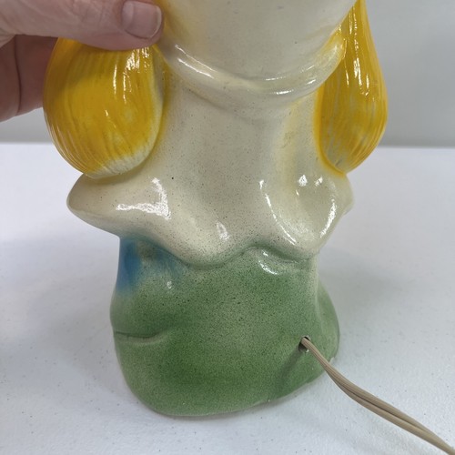 Vintage Schlumpfine Schlümpfe Kreidegeschirr Tischlampe mit Originalschirm getestet funktioniert - Bild 13 von 17