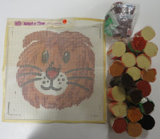 Vtg LION Latch Hook Rug Kit Stitch n' Time 17" Retro for Pillow or Wall Hanging