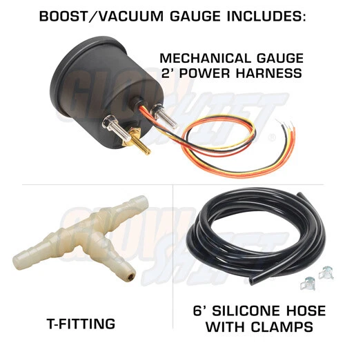 GlowShift 52 mm negro 7 colores Boost y presión de aceite y relación de combustible de aire - Juego de 3 medidores Foto 2 de 4