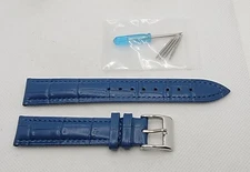 Blue Genuine Leather Watch Band Strap Replacement 18mm