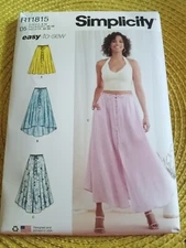 Simplicity R11815 EASY Skirts w Ruffle, Buttons & Pockets Sz 4-12 UNCUT S9786