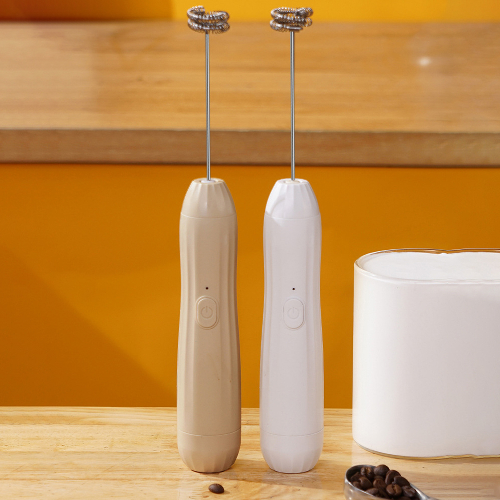 Milk Frother Handheld Whisk Eggs Coffee Milk Wireless Electric Mixer Safe-image