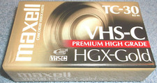 MAXELL TC-30 VHS-C PREMIUM HIGH GRADE HGX-GOLD CAMCORDER VIDEOCASSETTE - NEW