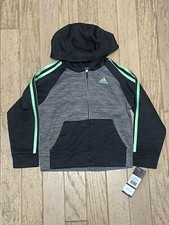 Adidas Hoodie Black/Green Full Zip up Pocket size 4 Brand New