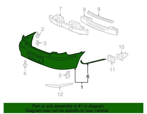 Conjunto de cubierta de parachoques trasero genuino GM 2005-2007 Buick LaCrosse 3,8 L V6 12336060 Foto 2 de 2