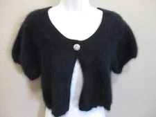 Y2K 80% Angora Fuzzy Vintage EXPRESS DESIGN STUDIO Black Bolero Sweater Medium