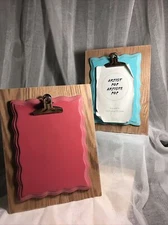 CLIP FRAMES (2) Wood Blue Pink Photo Display Tabletop 4”x 6” 50% Off SALE! NEW