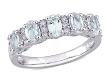 1.25 Carat ctw Aquamarine Semi-Eternity Ring 14K White Gold