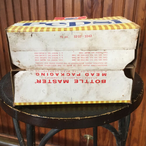 Vintage 1951 Cardboard Pepsi Carton Say Pepsi, Please 6 Pack Yellow Blue Red - Picture 5 of 8