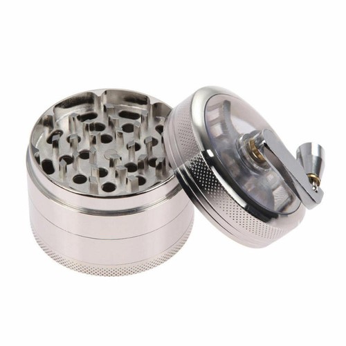 Tritatutto Erbe Secche Metallo Cromato Tabacco Spezie Manico Fine Macina 4 Strati Pezzi - Foto 10 di 12
