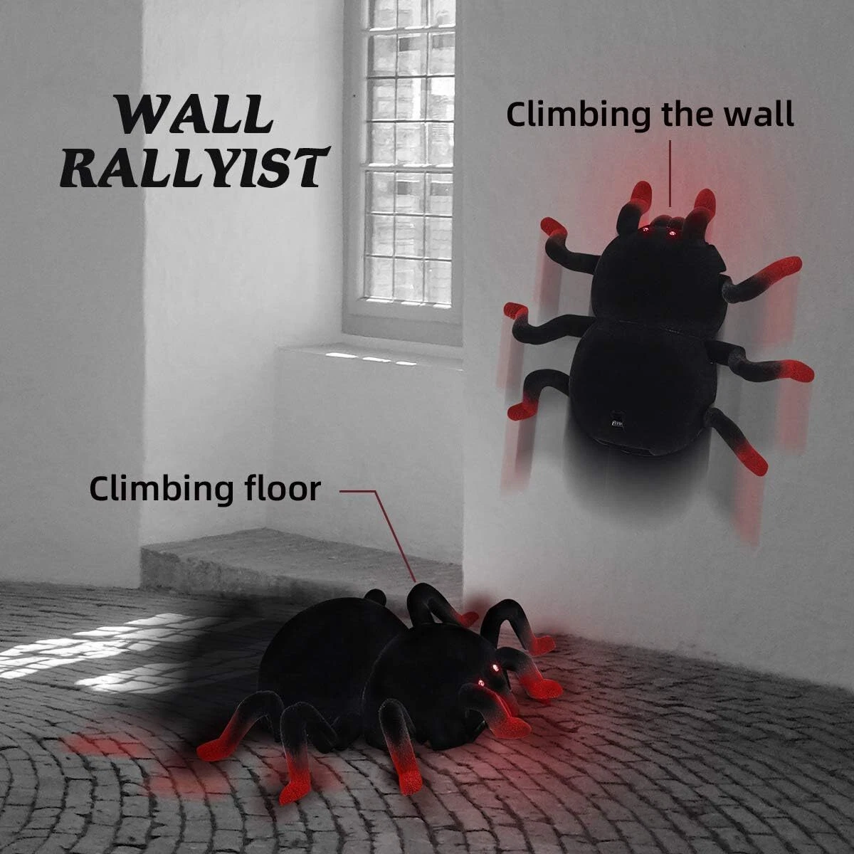 Remote control spider climbs walls top