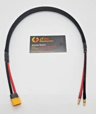 4mm Male to XT60 Male Power Supply Charger Cable 24” multiple colors HTRC