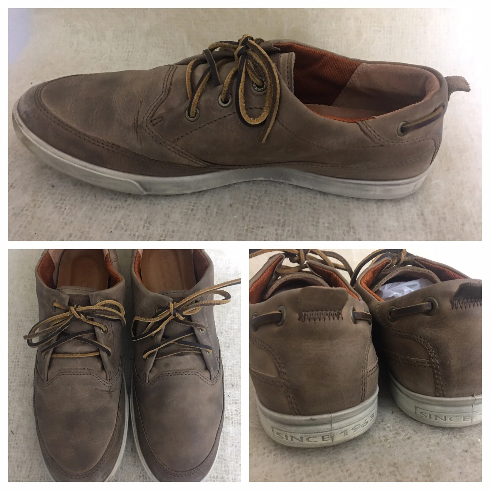 scarpe ecco buck skin marrone stringate casual uomo taglia EUR 46 look vintage