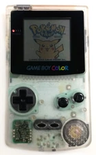 Transparent White Retrofit Nintendo Game Boy Color GBC Console + Game Card