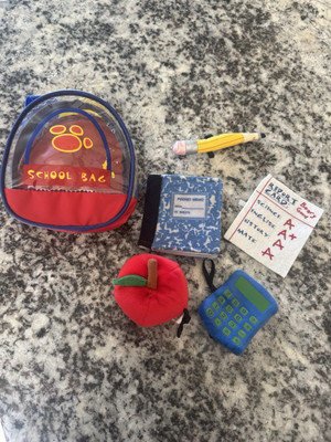 Build a Bear School Backpack Bag Pencil Apple Calculator Notebook Complete Set