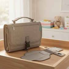 Waterproof Portable Diaper Changing Pad for Newborns - Baby Shower Gift in Grey