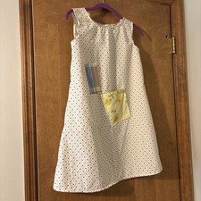 Orphan Annie dress/Costume for Plays. Sz 8 w/pkts  patches Homemade. Rd