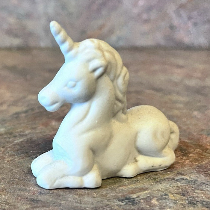 White Porcelain Unicorn Figurine Lying Down 3 in Fantasy Collectible Decor