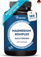 Magnesium Komplex Hochdosiert 180 Kapseln - 400Mg Elementares Magnesium Pro