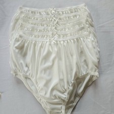 6pcs Underwear Nylon Panties Silky Soft Smooth Briefs High Waist 30"-36" L/White