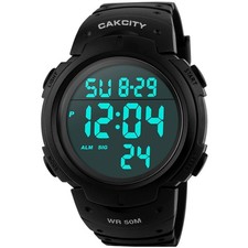 Men's Digital Sports Watch LED Screen Waterproof Stopwatch Alarm