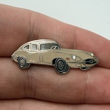 Jaguar XKE E Type Enamel Lapel Pin Cream Gray Classic Sports Car Coupe Vintage