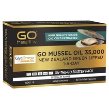 Go Healthy New Zealand Green Lipped Mussel 35,000mg 60 Capsules