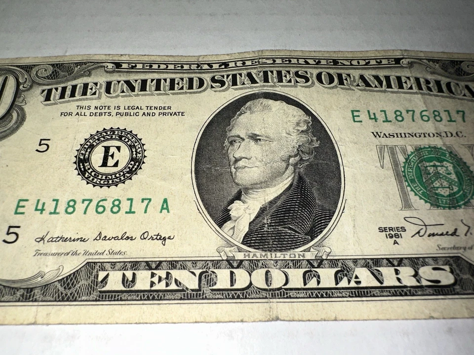 1981 A $10 Dollar Bill Federal Reserve E41876817A Circulated Richmond Virginia - Image 3 of 4
