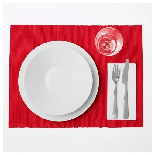 Set of 6 IKEA Marit Bright Red Cotton Polyester Blend Table Linen Placemat 14x18 - Image 3 of 4