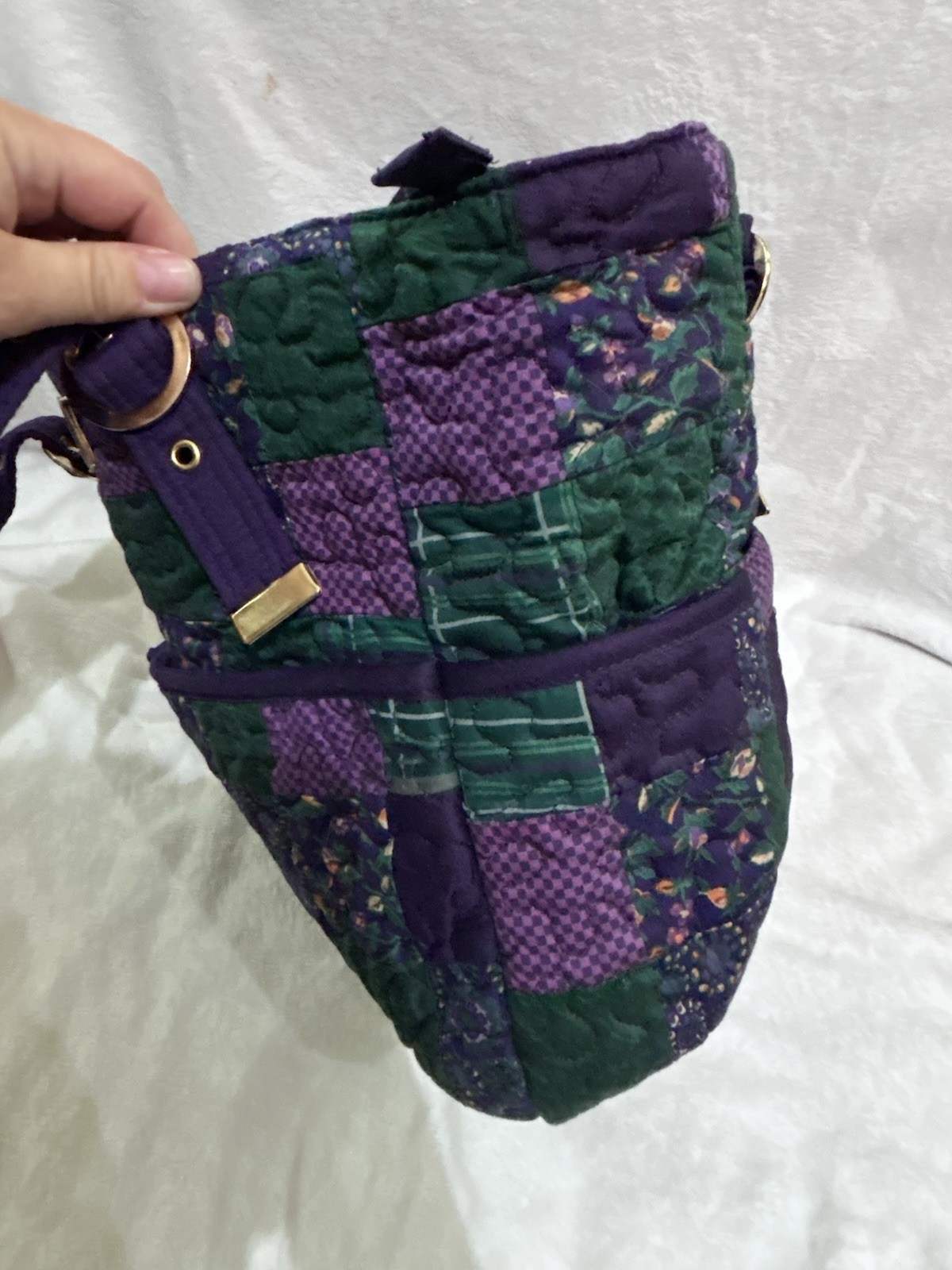 Donna Sharp Quilted Floral Patchwork Purple And G… - image 11