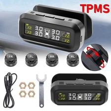 LCD Wireless Solar TPMS Car Tire Pressure Monitoring System + 4 External Sensors