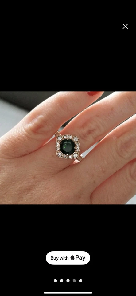 Chrome diopside and Diamond Ring 14kt Yellow Gold Size9 - Image 4 of 4