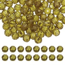 10mm Round Crystal Beads, 100 Pcs Glass Faceted Ball Bead, Amber
