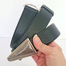 CHICO'S Black Textured Leather Adjustable Belt Silver Hook Etched Buckle M/L