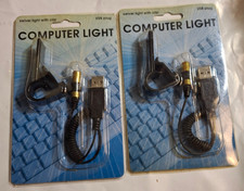  Lot of 2 Desktop Laptop USB Wired LED Light Swivel Clip /Coiled Stretch Cord