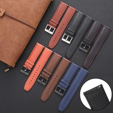 High End Genuine Leather Watch Strap Soft Mens Pin Buckle Band 20 22mm Universal