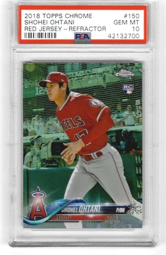SHOHEI OHTANI 2018 TOPPS CHROME (RED JERSEY - REFRACTOR) #150 RC PSA 10 ROOKIE