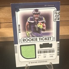 D'WAYNE ESKRIDGE 2021 CONTENDERS ROOKIE TICKET SEAHAWKS WORN JERSEY PATCH RELIC