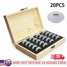 20Pcs Coin Capsules Collectible Container Wooden Display Storage Box Case USA