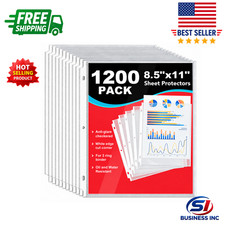 1200 Pack Sheet Protectors 8.5 x 11 inch Clear Page Protectors 3 Ring Binder