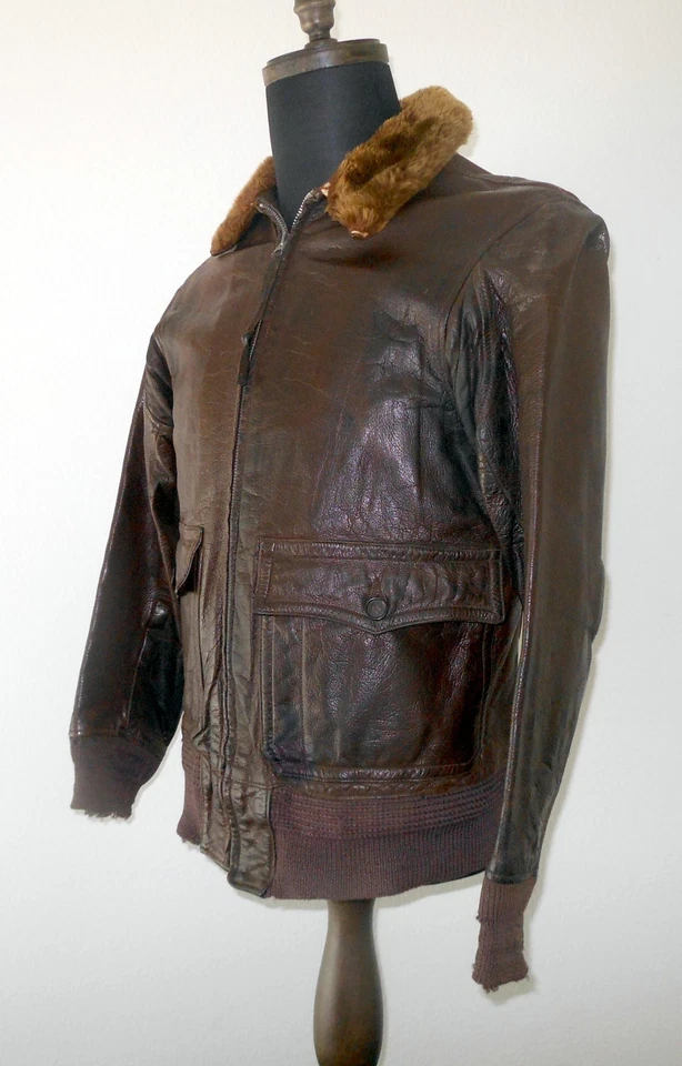 WW2 US NAVY & MARINE CORPS - G-1 / M-422A  LEATHER PILOT FLIGHT JACKET - NICE! - Image 2 of 4