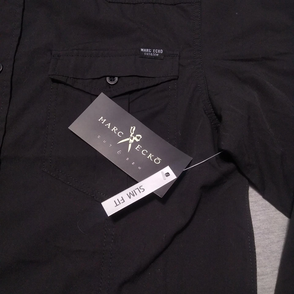 Marc Ecko Button Up Shirt Adult Small Short Sleeve Black Cut & Sew - Image 4 of 4